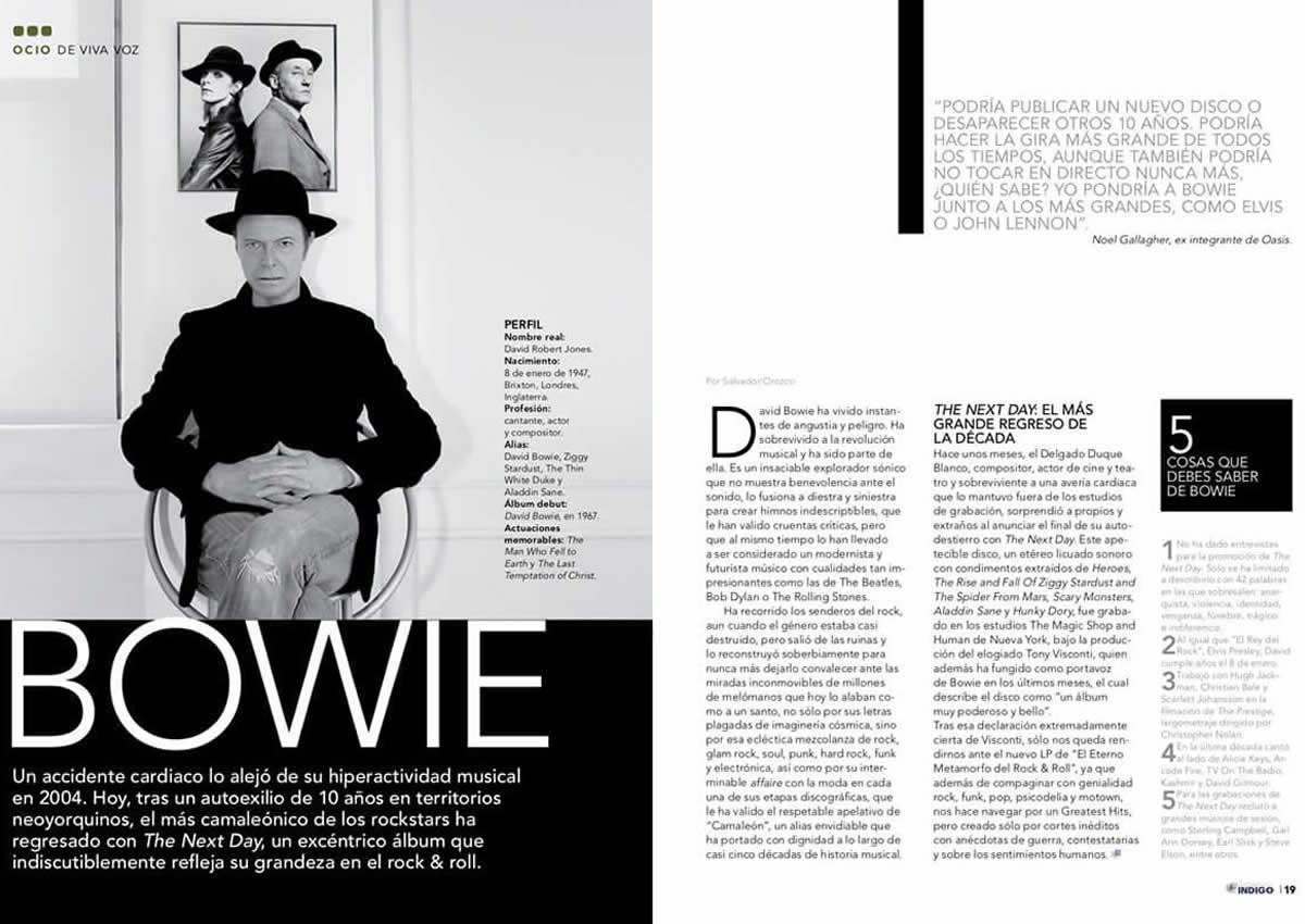 David Bowie, Revista Recompensas Índigo