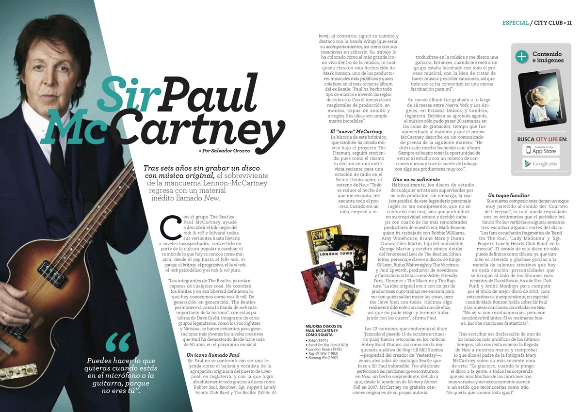 Paul McCartney, Revista City Life