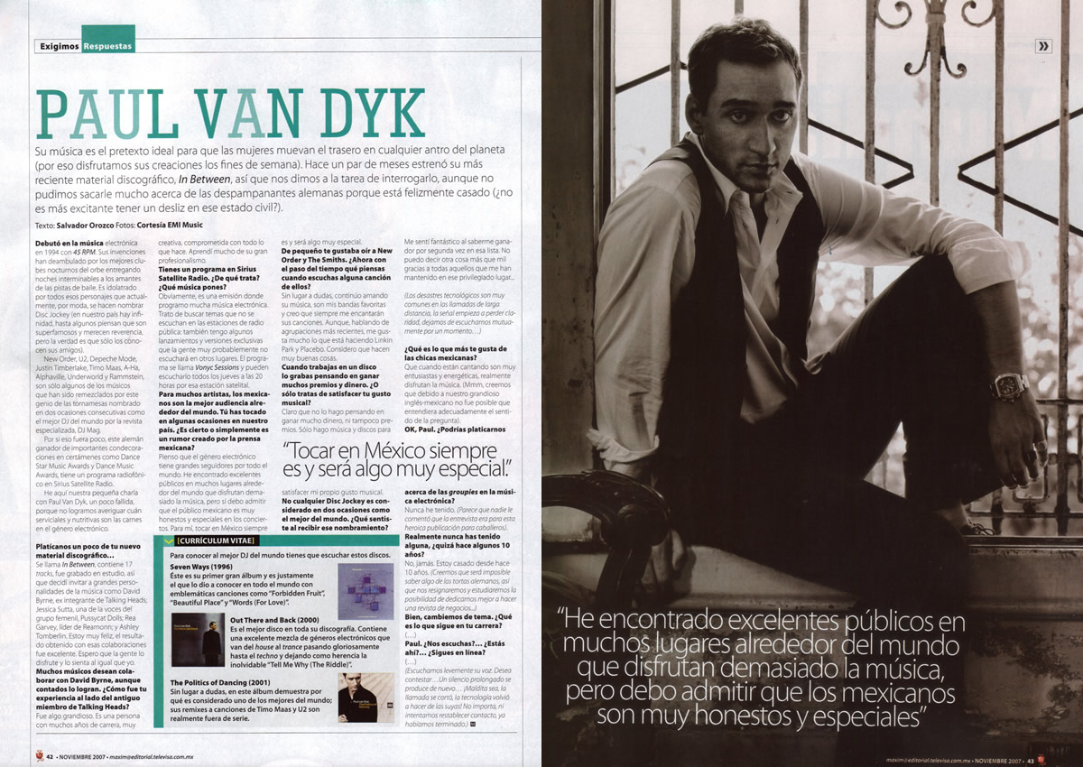 Paul Van Dyk, Revista Maxim México
