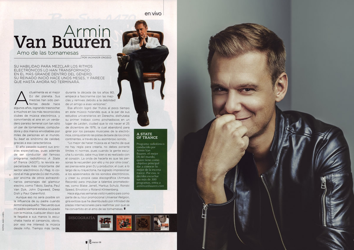 Armin Van Buuren, Revista Sólo Sanborns